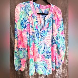 Lilly Pulitzer Elsa Silk Top XL
